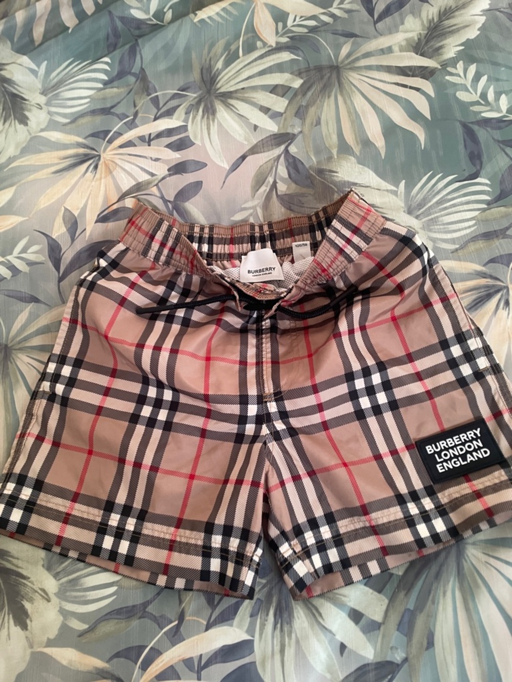 Burberry Beige Black Red Vintage Check Swim Shorts